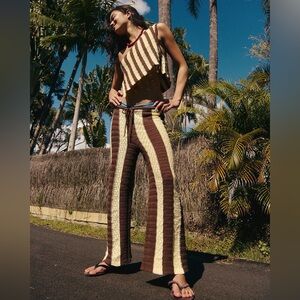 Free People Joan Fauxchet Set Crochet Coord Tank Pants